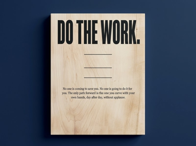 do the work typography canvas print in birch and charcoal tones for minimalist home office