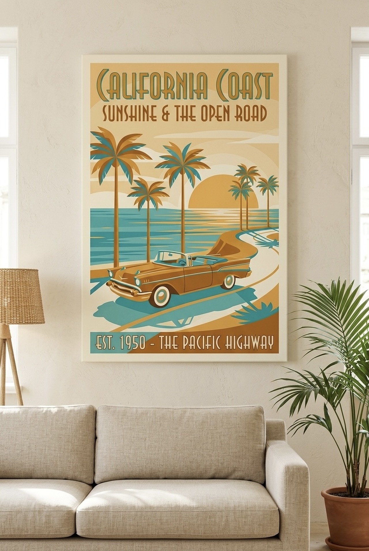 Motivational Grit Definition canvas wall art in navy and cream displayed as a bold focal point in a home office