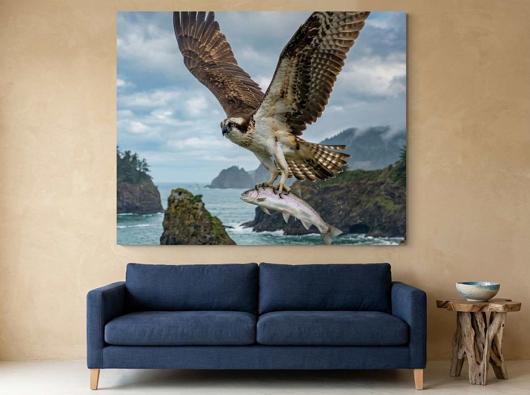 Osprey Canvas Wall Art hanging on a wall in a beautiful room