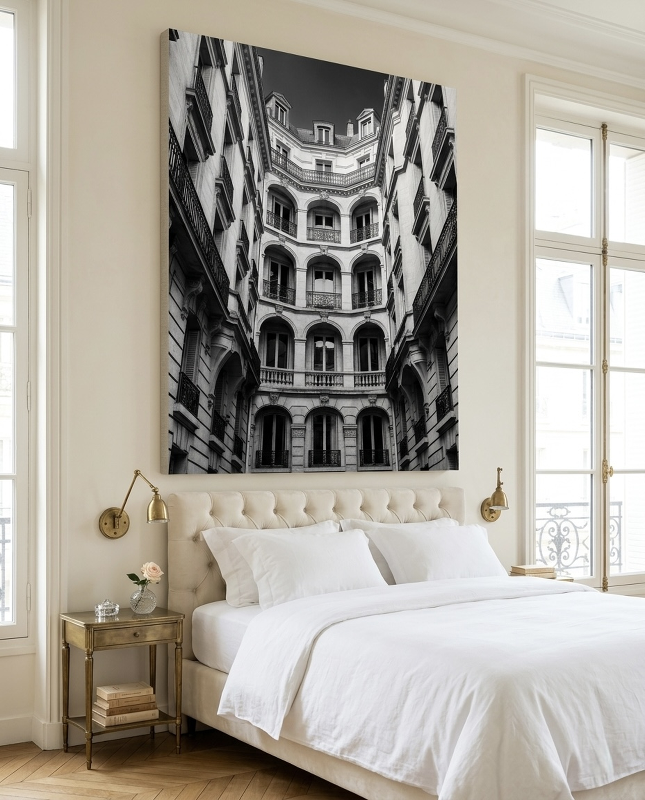 Paris Haussmann courtyard wall art black white photography