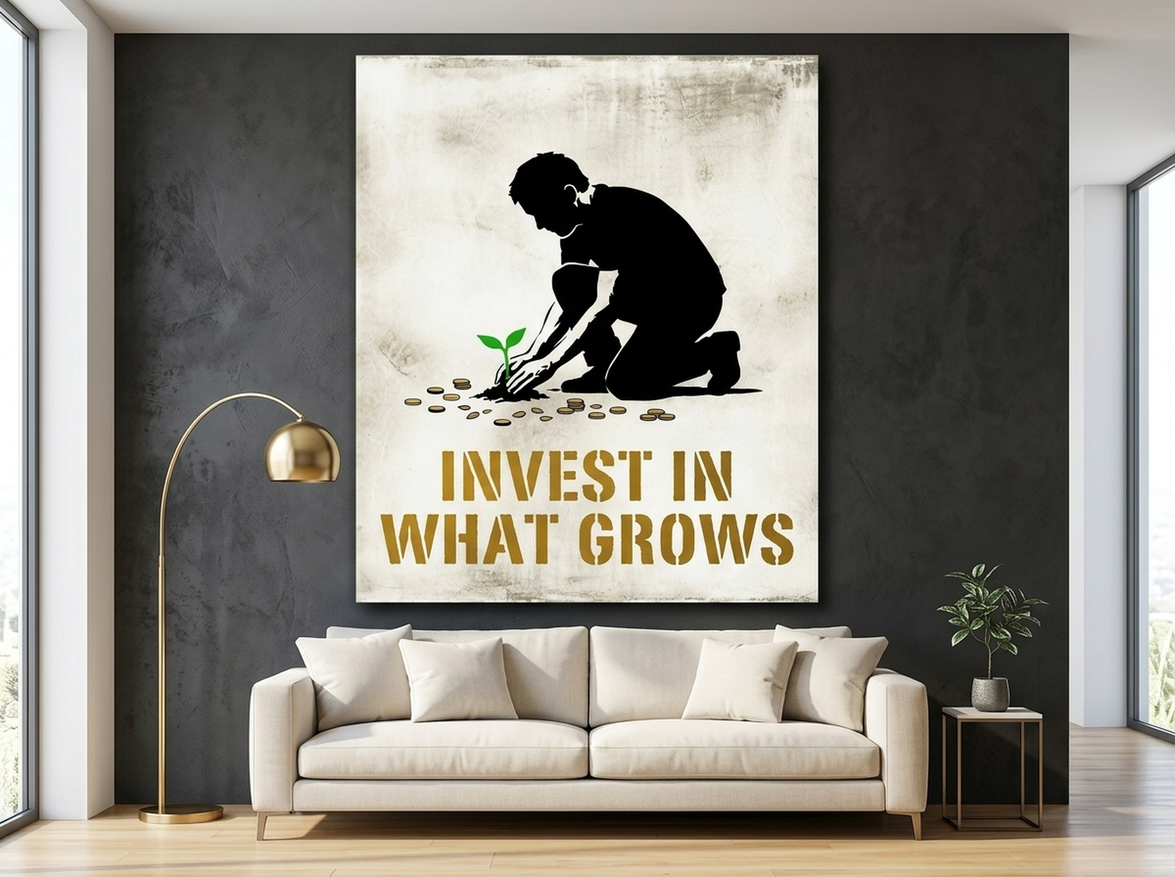 Plant Your Flag Canvas Wall Art hanging on a wall in a beautiful room