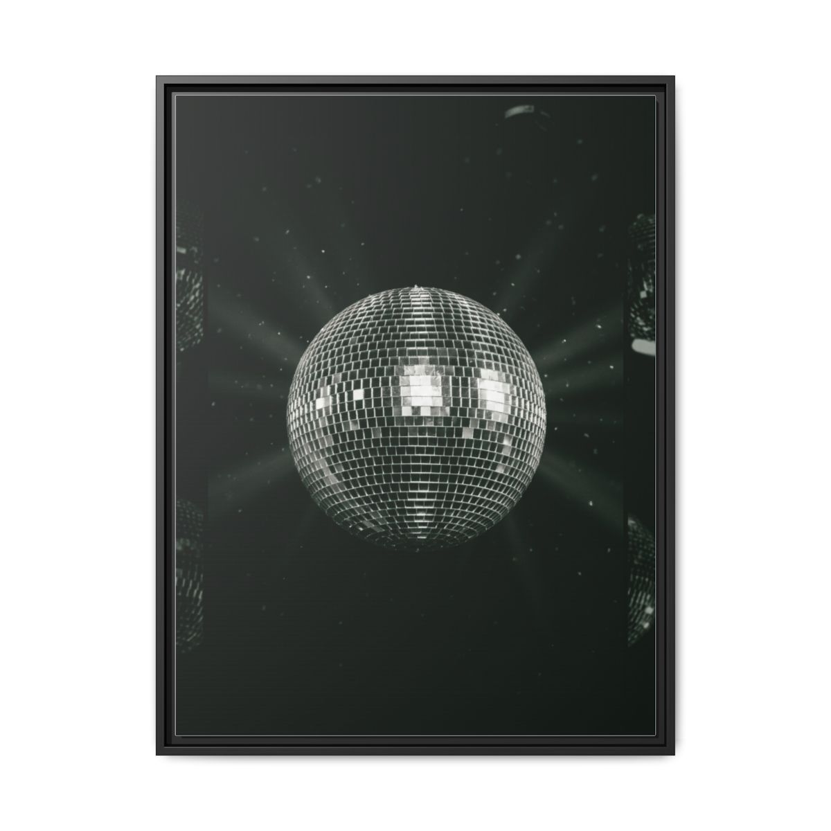 Disco Ball Forest Green canvas print in moody dark green room