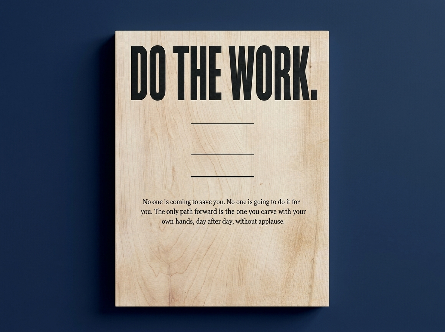 Do The Work motivational typography canvas print in cream and black for apartment wall decor