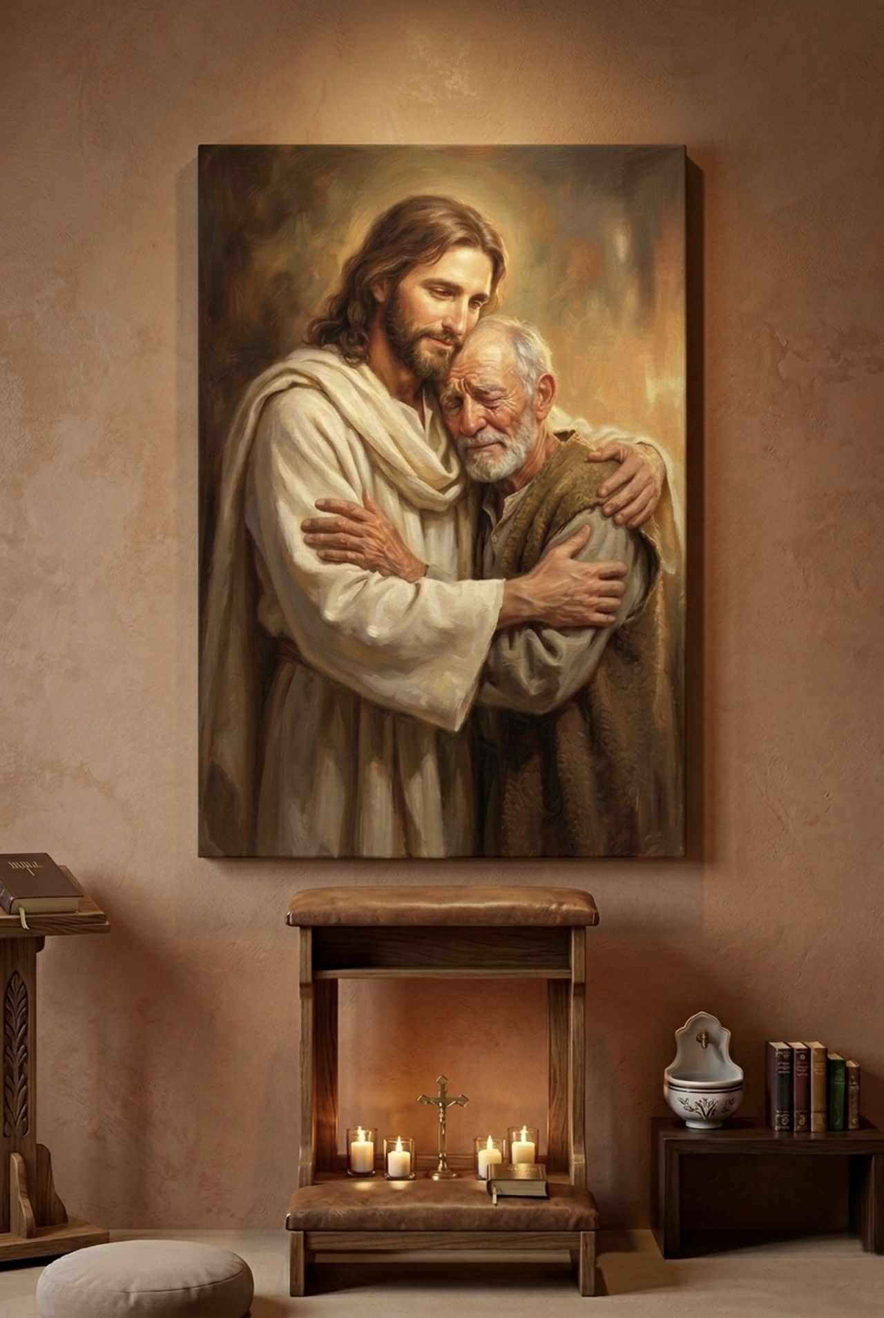 Grey wolf glacier mountain painterly canvas art creating a dramatic nature scene